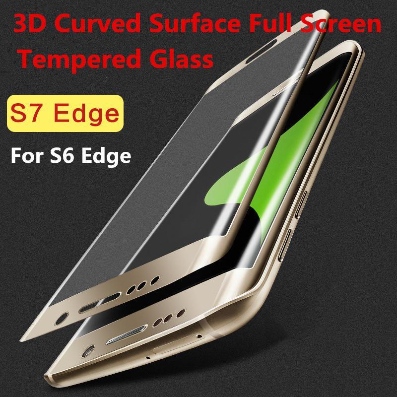 3D Curved Full Cover Premium Tempered Glass Screen Protector phone case For Samsung Galaxy S6 Edge plus S7 Edge Protective Film