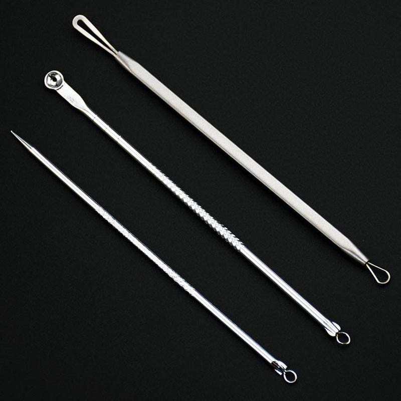 3Pcs For Skin Cleanser Tool Blackhead Remover Tool Comedone Extractor Skin Cleansing Stainless Steel Needles Pimple Remover