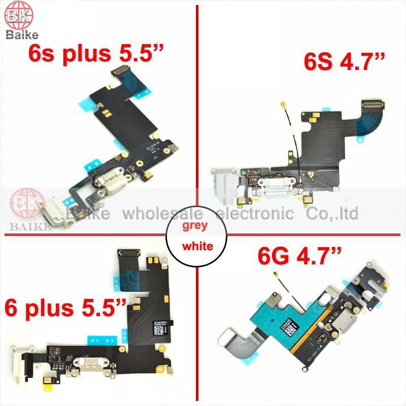 For iphone 6 4.7 6 plus 5.5 Audio Jack + Charger Dock Charging Port Flex Cable For Apple iphone 6s 6s plus parts white / grey