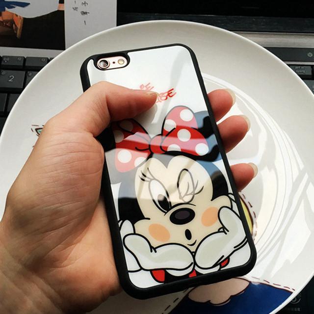 Fashion Cartoon Lovers Mickey Mouse Minnie cover soft TPU silicon case For iPhone 7 SE 5/5s 6 6s / plus 7 plus funda Coque cases