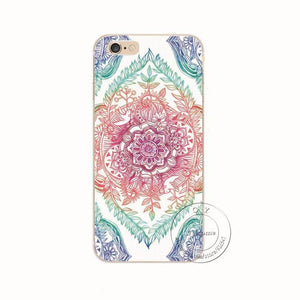 Shell For Apple iPhone 5 5S SE 5C 6 6S 7 Plus 6SPlus Back Case Cover Printing Mandala Flower Datura Floral Cell Phone Cases