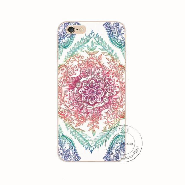 Shell For Apple iPhone 5 5S SE 5C 6 6S 7 Plus 6SPlus Back Case Cover Printing Mandala Flower Datura Floral Cell Phone Cases