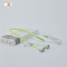 Hot sale ! Jiabosi Glowing Earphone Luminous Light Metal Zipper Earbuds Glow In The Dark For Iphone Samsung Xiaomi MP3 With Mic