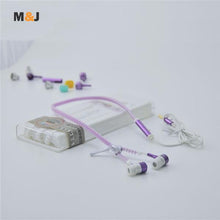 Hot sale ! Jiabosi Glowing Earphone Luminous Light Metal Zipper Earbuds Glow In The Dark For Iphone Samsung Xiaomi MP3 With Mic