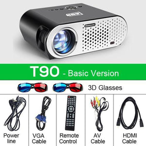 AUN Projector 3200 Lumen T90, 1280*768 (Optional Android Projector with 2.4G Air Mouse, Bluetooth WIFI, Support KODI AC3) LED TV