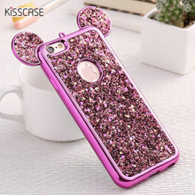 KISSCASE Fashion 3D Mickey Mouse Case For Iphone 6 6S 7 Plus 5S Rhinestone Glitter Silicone Case Coque For Iphone 6S Plus Cover