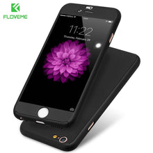 Luxury 360 Full Protective Plastic Phone Cases For iPhone 6 6s Plus 7 7 Plus 5 5s SE Case Cover Free Tempered Glass Film PC Capa